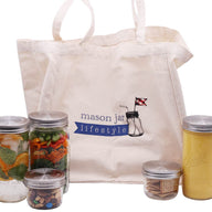 100% Organic Cotton Canvas Market Tote with Six Compartments for Mason Jars