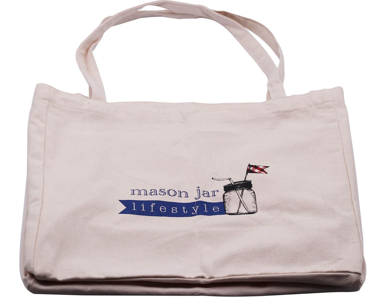 100% Organic Cotton Canvas Market Tote with Six Compartments for Mason Jars