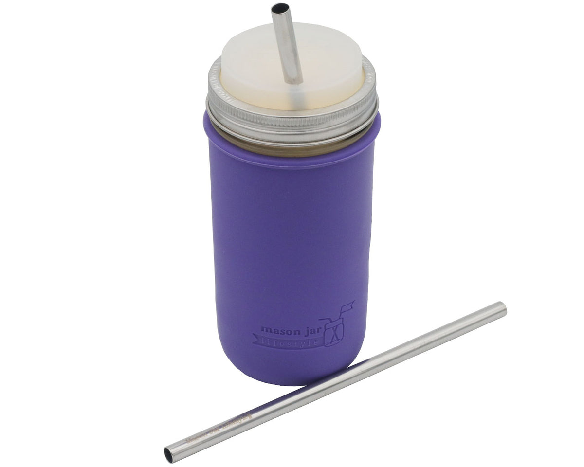Smoothie straw stainless steel wide 9.5mm long pint half 24oz silicone sleeve