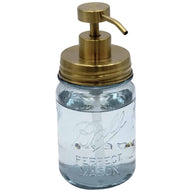 mason-jar-lifestyle-soap-pump-dispenser-lid-kit-matte-brushed-gold-#2-blue-ball-regular-mouth-pint-16oz-jar