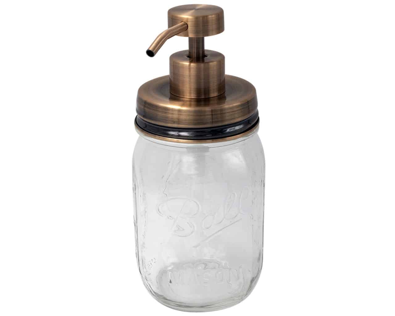 mason-jar-lifestyle-soap-pump-dispenser-lid-kit-vintage-copper-#2-ball-pint-16oz-jar