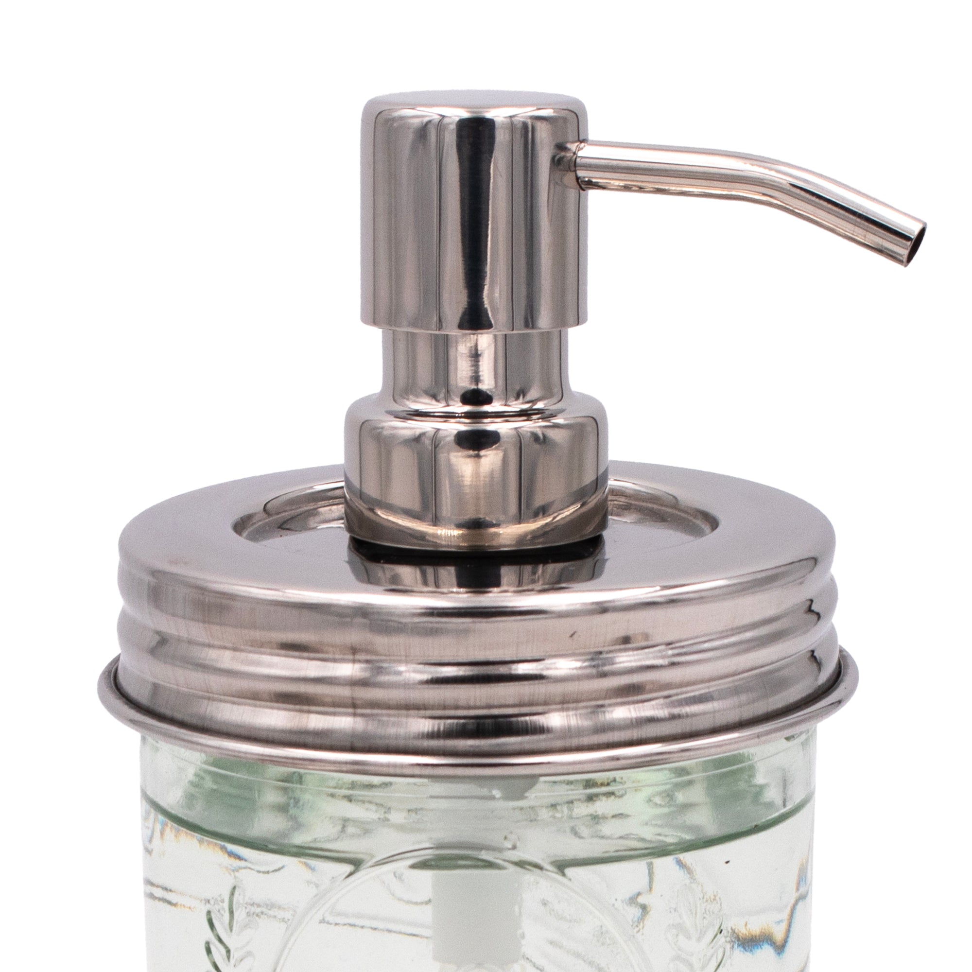 #5 mirror vintage threaded wide mouth soap pump for Mason jars.