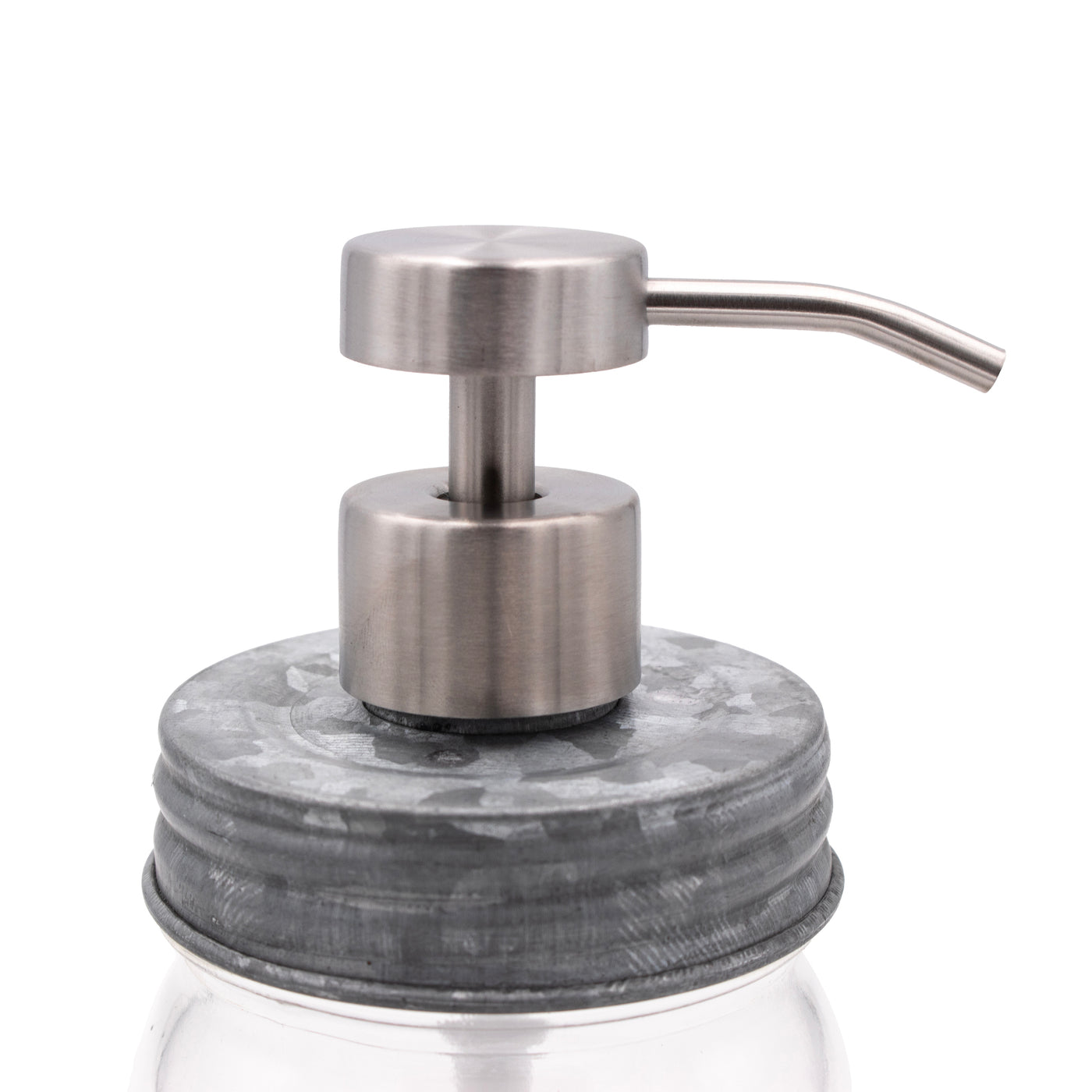 Soap pump lid stain 2 regular mouth galvanized bathroom kitchen dishes reusable refillable jar product on white