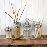 Soap pump lid stain 2 regular mouth galvanized bathroom kitchen dishes reusable refillable jar staged 2