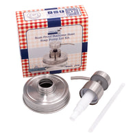 Soap pump lid stain 2 regular mouth stainless steel classic threaded bathroom kitchen dishes reusable refillable jar product on white