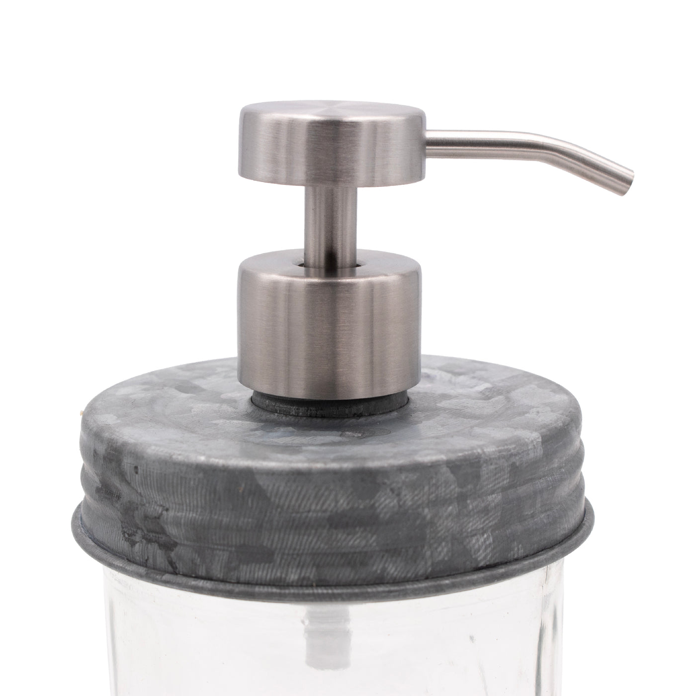 Soap pump lid stain 2 wide mouth galvanized bathroom kitchen dishes reusable refillable jar product on white