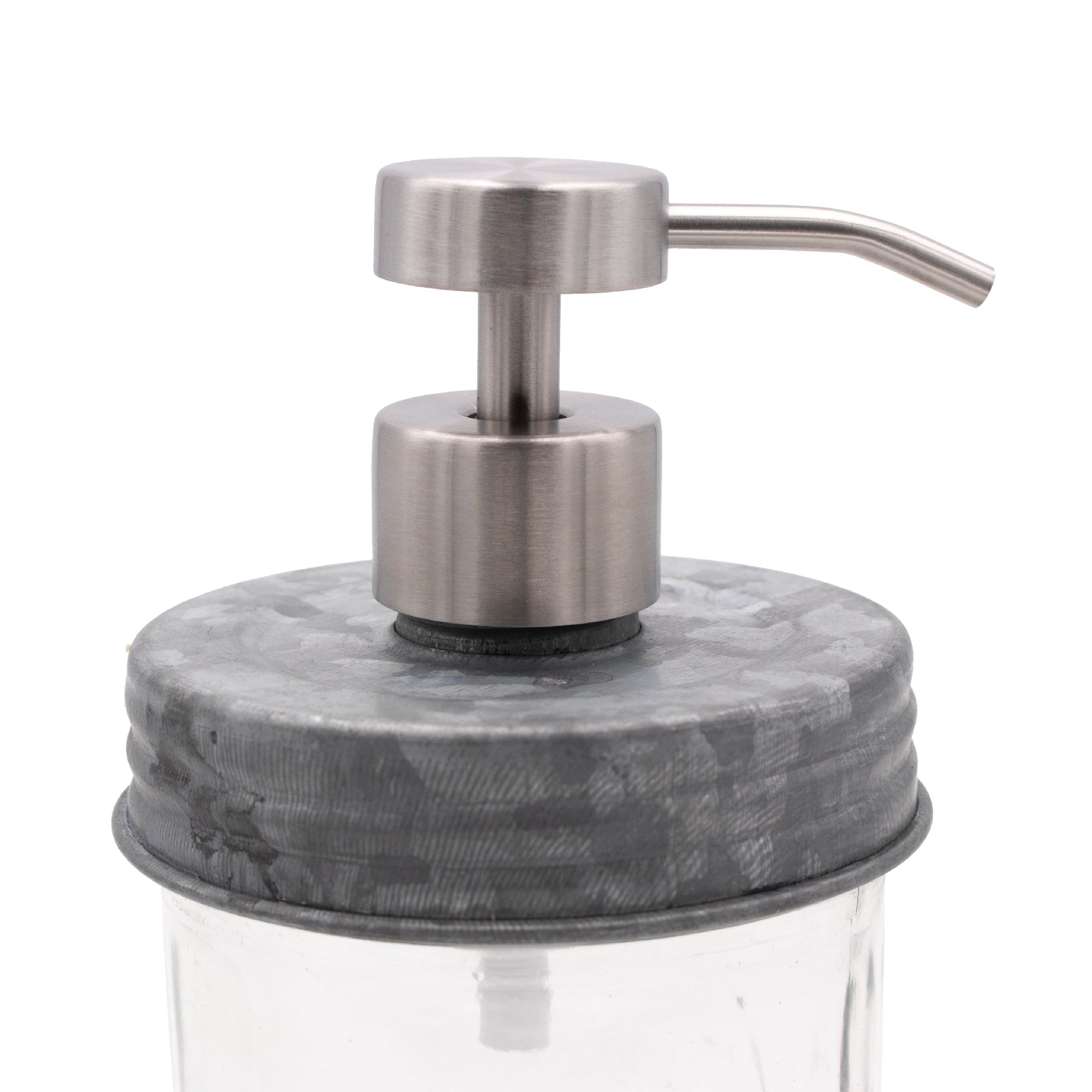 Soap pump lid stain 2 wide mouth galvanized bathroom kitchen dishes reusable refillable jar product on white