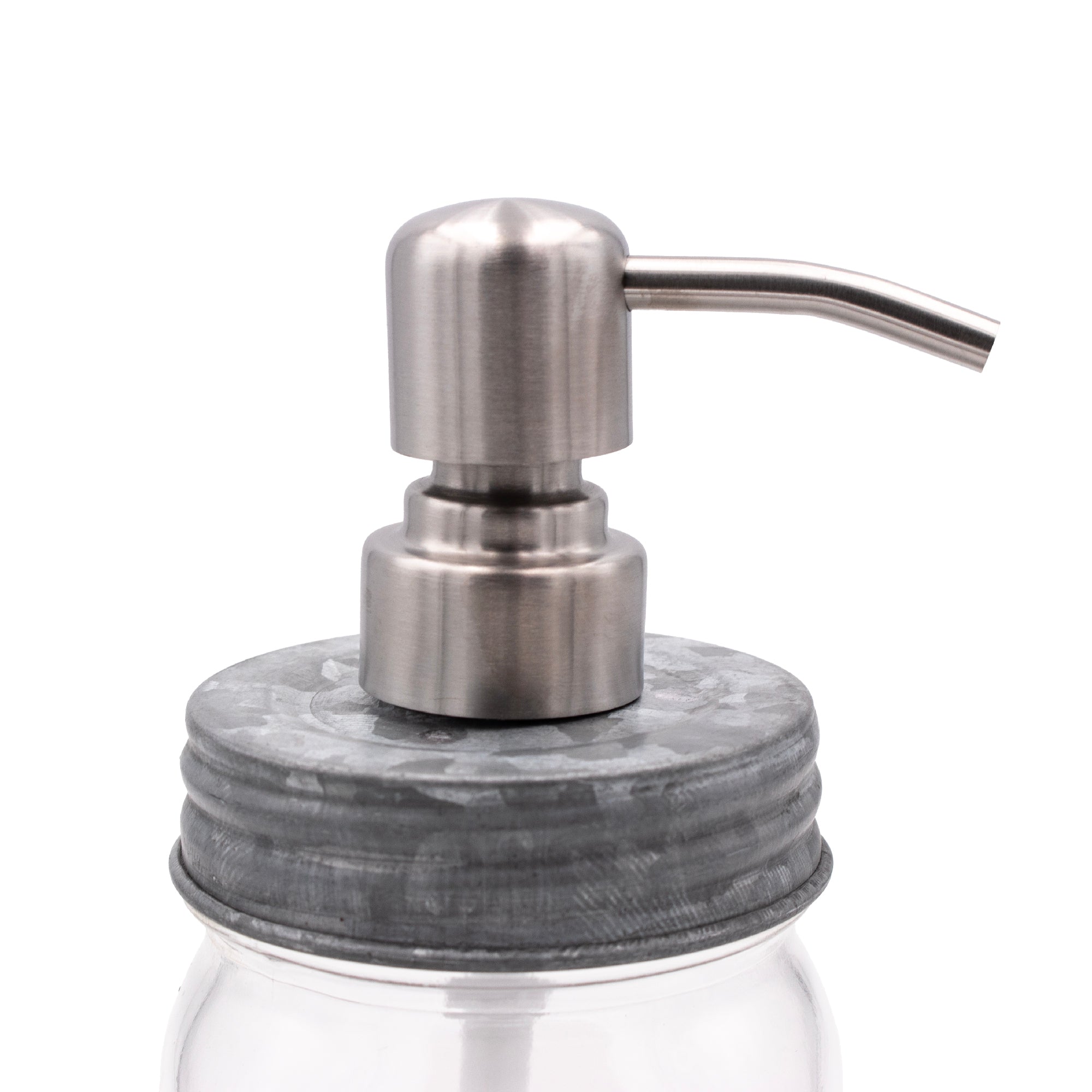Soap pump lid stain 4 regular mouth galvanized bathroom kitchen dishes reusable refillable jar product on white