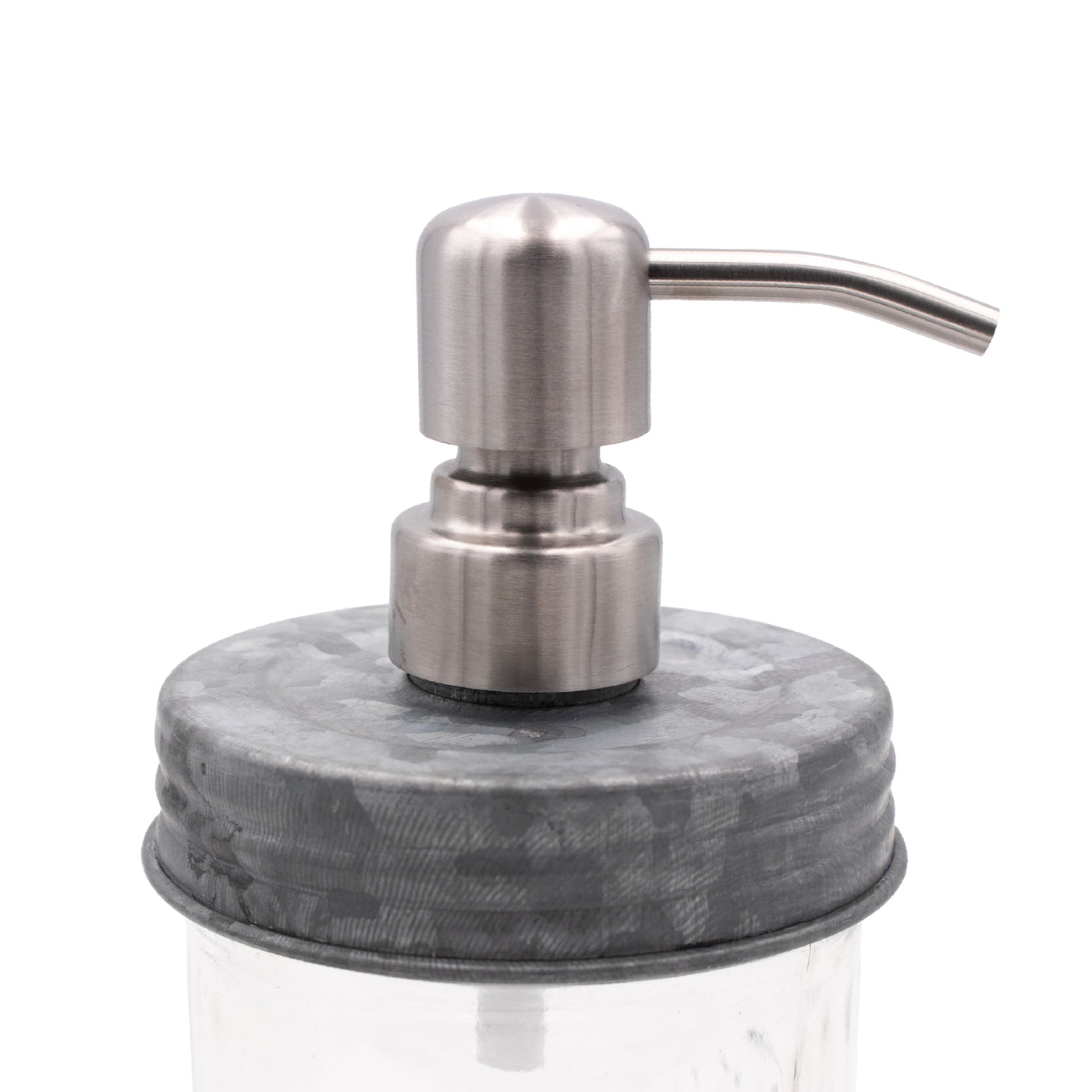 Soap pump lid stain 4 wide mouth galvanized bathroom kitchen dishes reusable refillable jar product on white