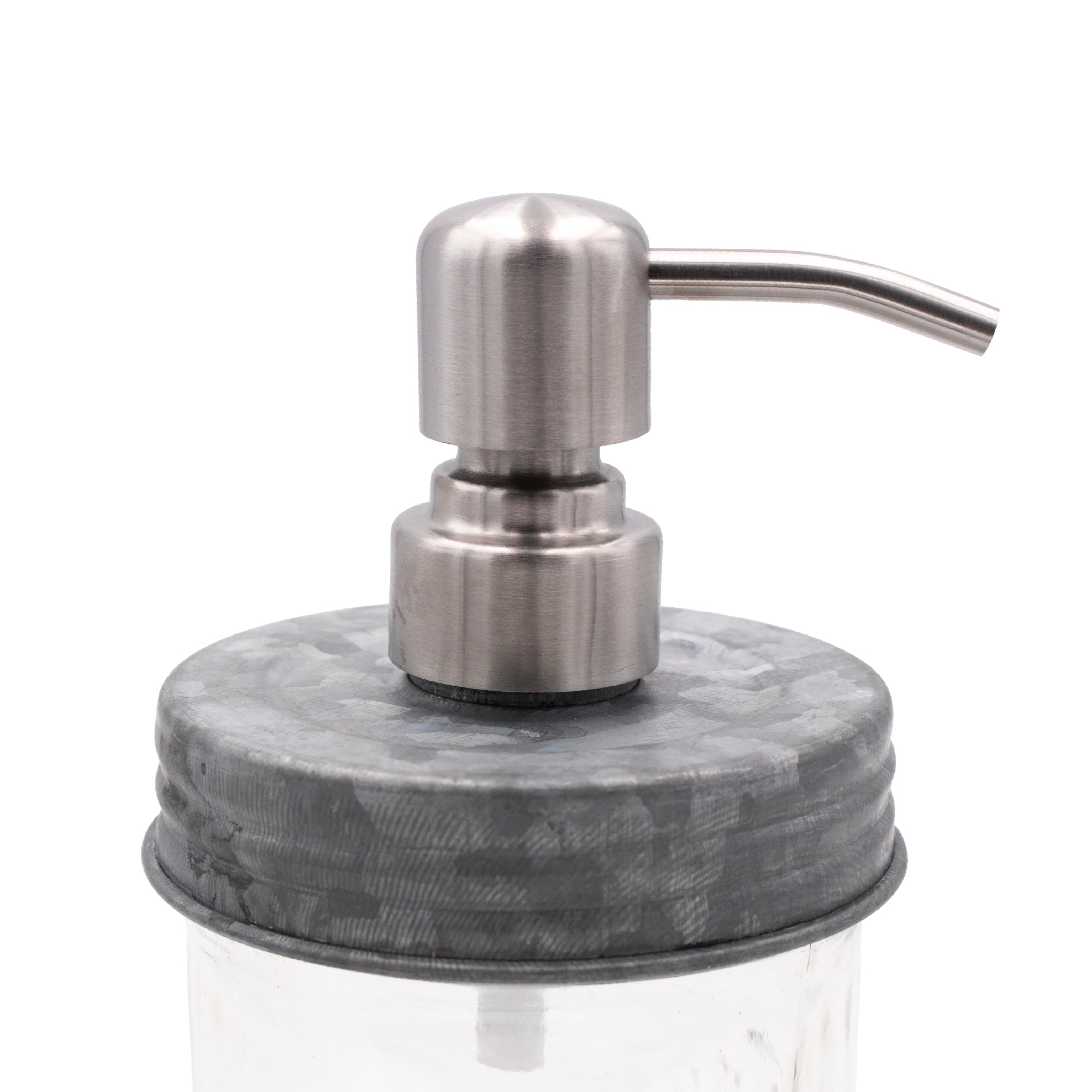 Soap pump lid stain 4 wide mouth galvanized bathroom kitchen dishes reusable refillable jar product on white