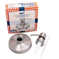 Soap pump lid stain 4 wide mouth stainless steel classic threaded bathroom kitchen dishes reusable refillable jar product on white