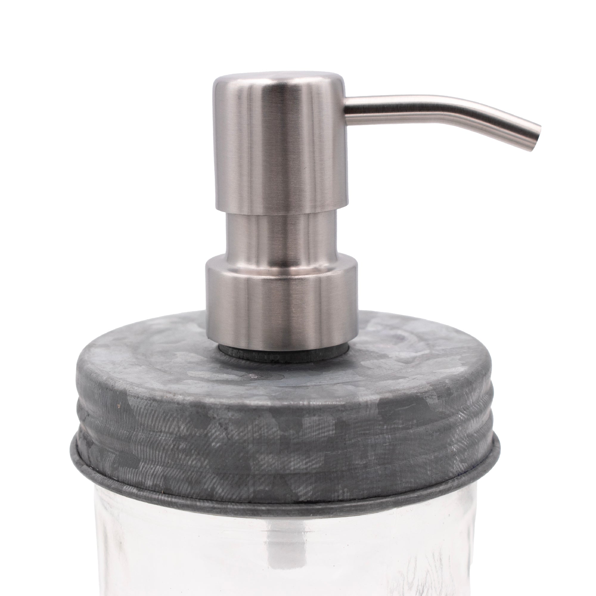 Soap pump lid stain 5 wide mouth galvanized bathroom kitchen dishes reusable refillable jar product on white