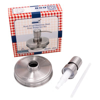 Soap pump lid stain 5 wide mouth stainless steel classic threaded bathroom kitchen dishes reusable refillable jar product on white