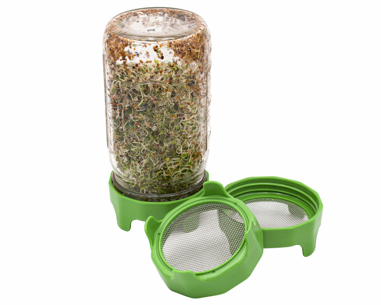 Rust Proof Sprouting Lid with Built-In Stand for Wide Mouth Mason Jars