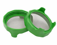 Wide Mouth Rust Proof Sprouting Lid with Green Plastic Stand for Mason Jars