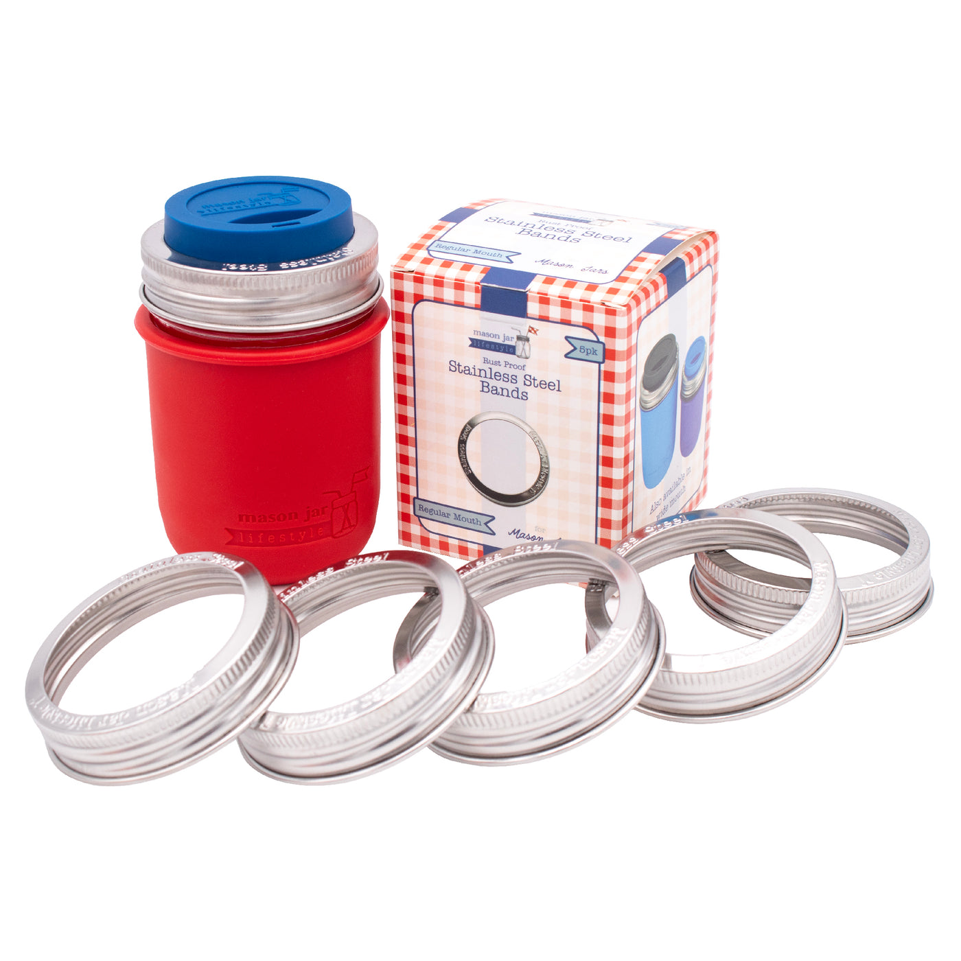 Rust Proof Stainless Steel Bands / Rings for Mason Jars 5 Pack