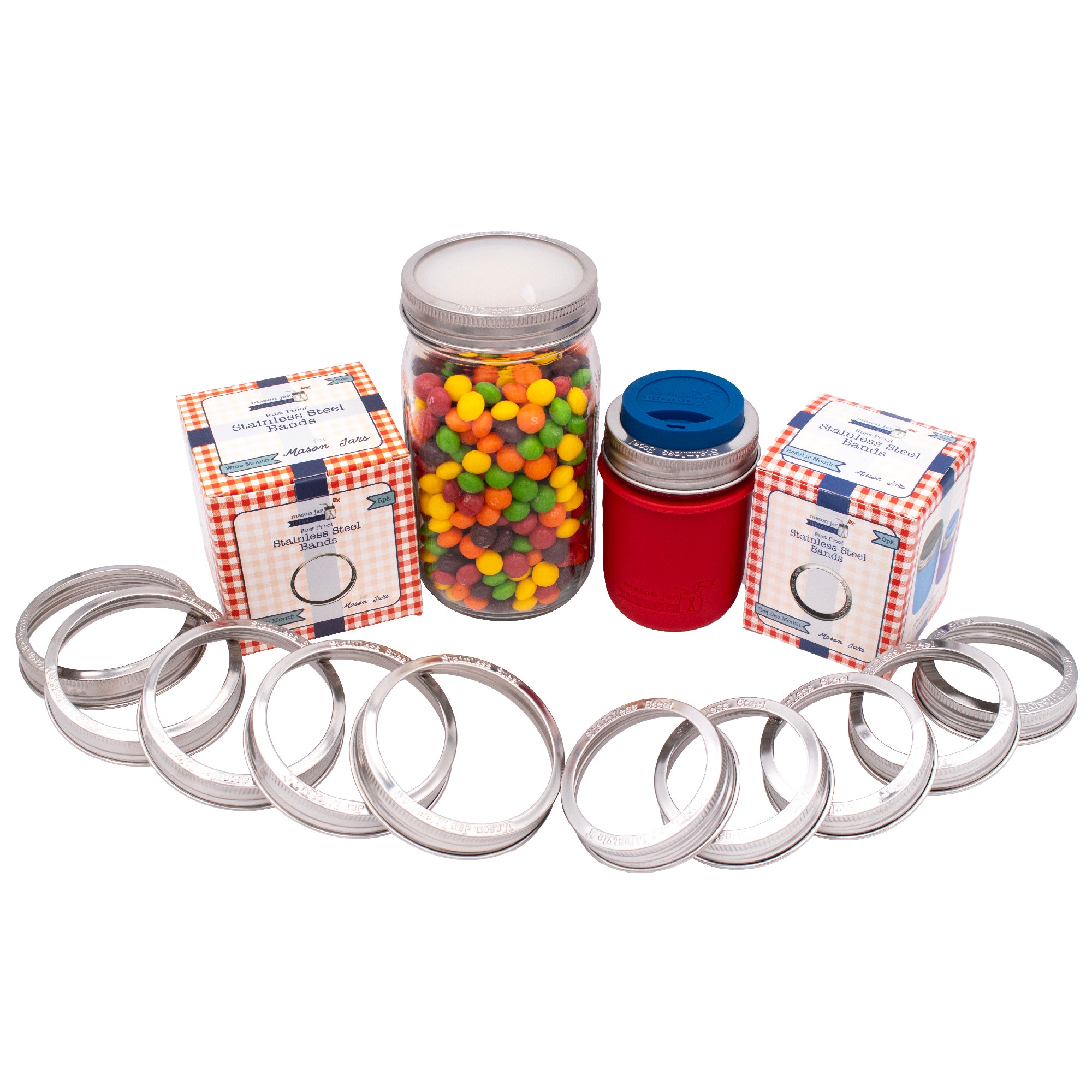 Rust Proof Stainless Steel Bands / Rings for Mason Jars 5 Pack