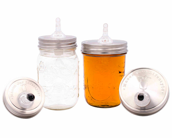 Stainless Steel Juicing Lid for Wide Mouth Mason Jars With Attached Ri