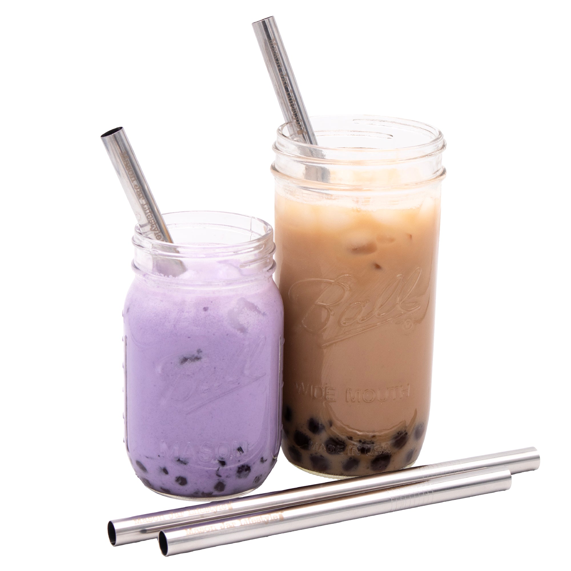 Medium 7 1/4" Stainless Steel Boba Straws for Pint Mason Jars