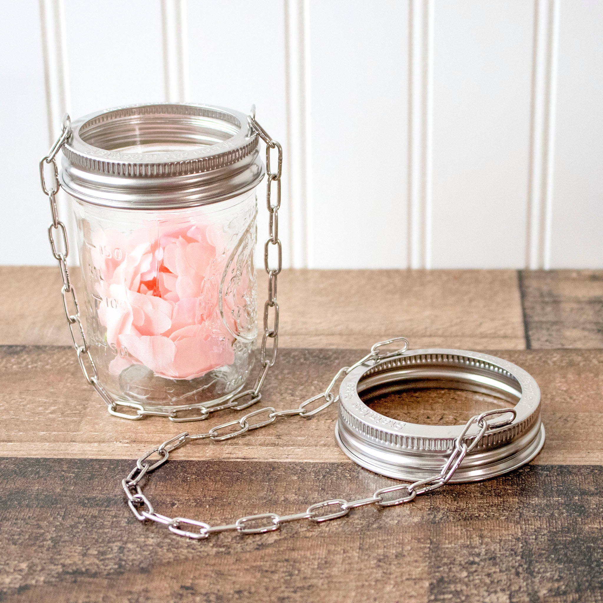 Stainless Steel Band with Chain Handle for Mason Jars 6 Pack