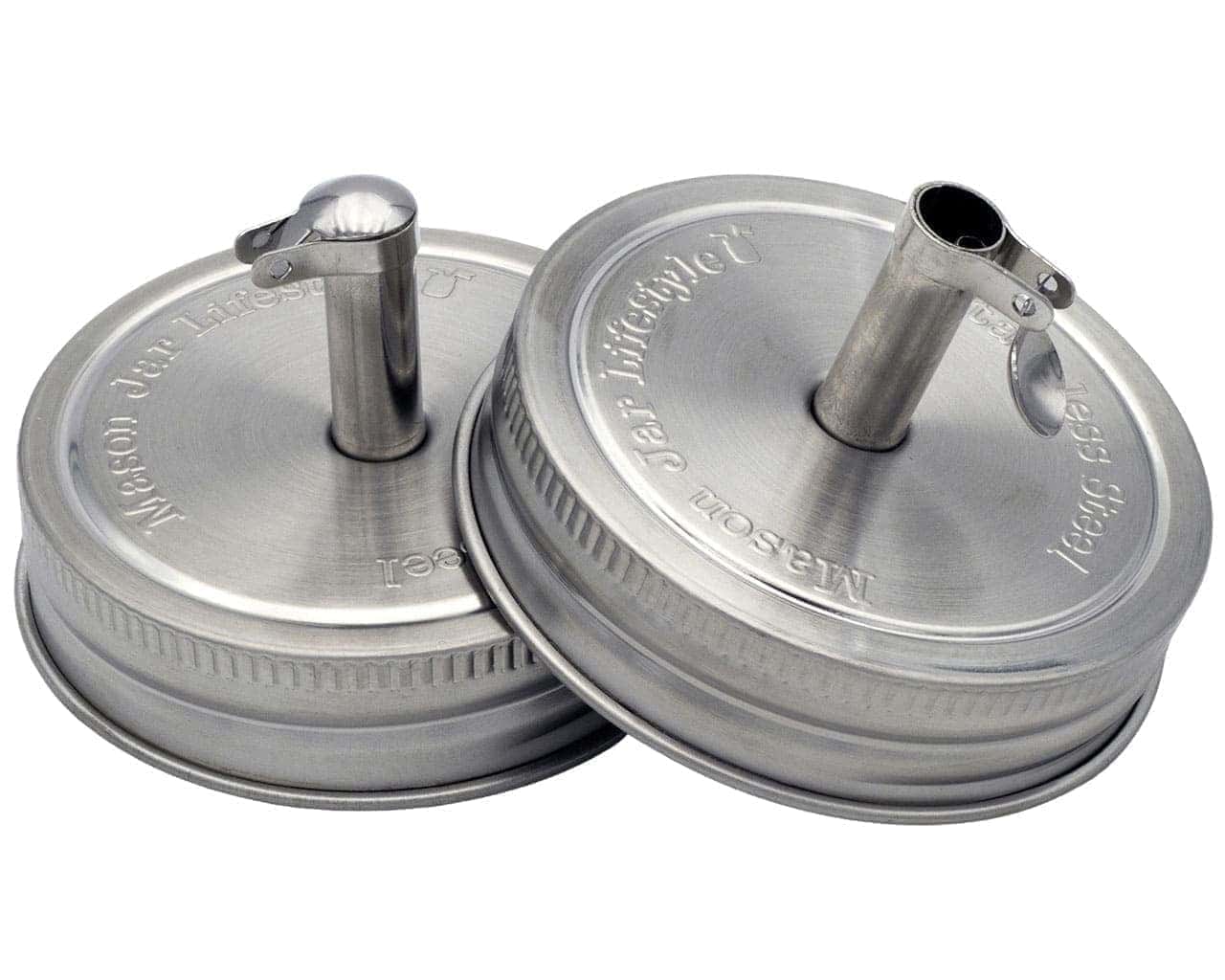 Stainless Steel Pour Spout Oil Cruet Lids for Mason Jars 2 Pack