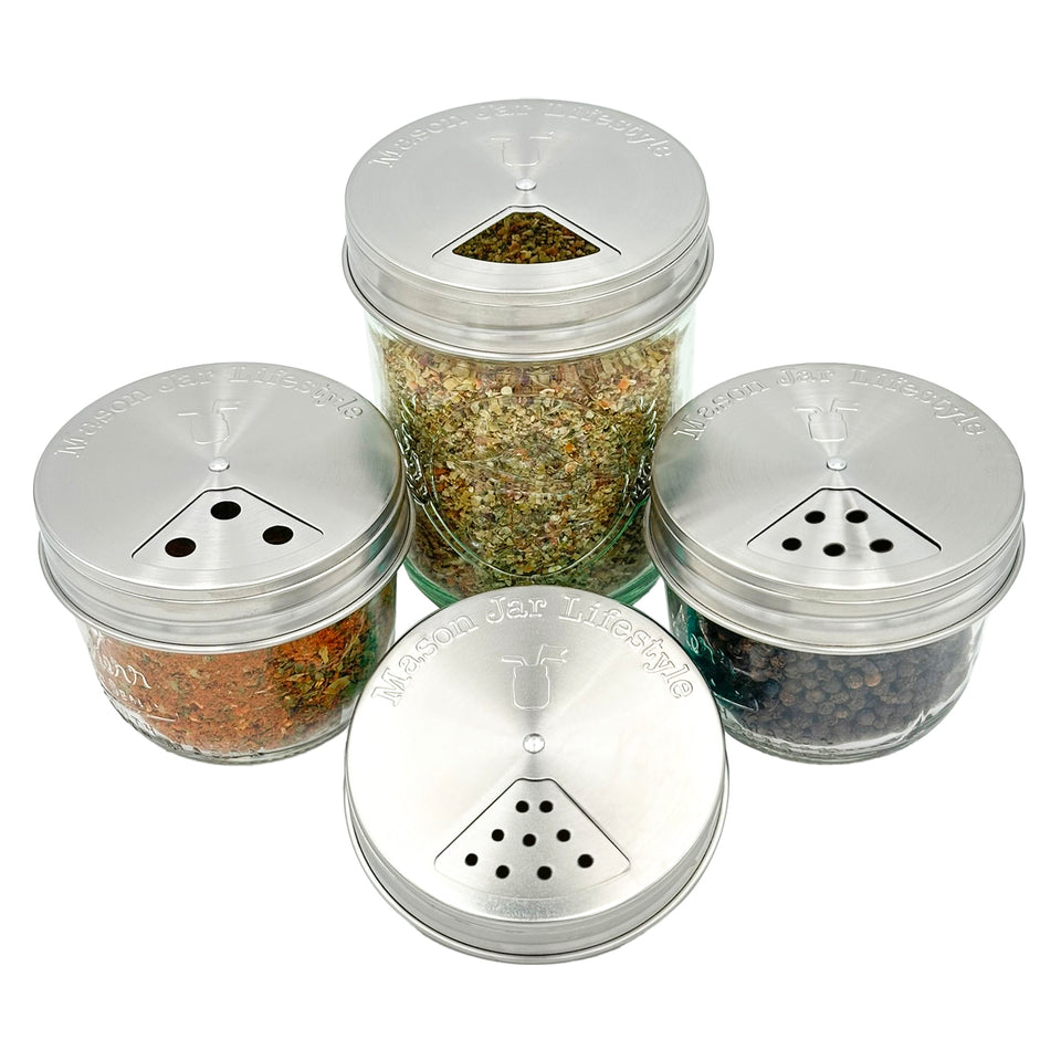 Stainless steel spice lid 4pk kitchen pantry storage sugar coffee tea 4pk