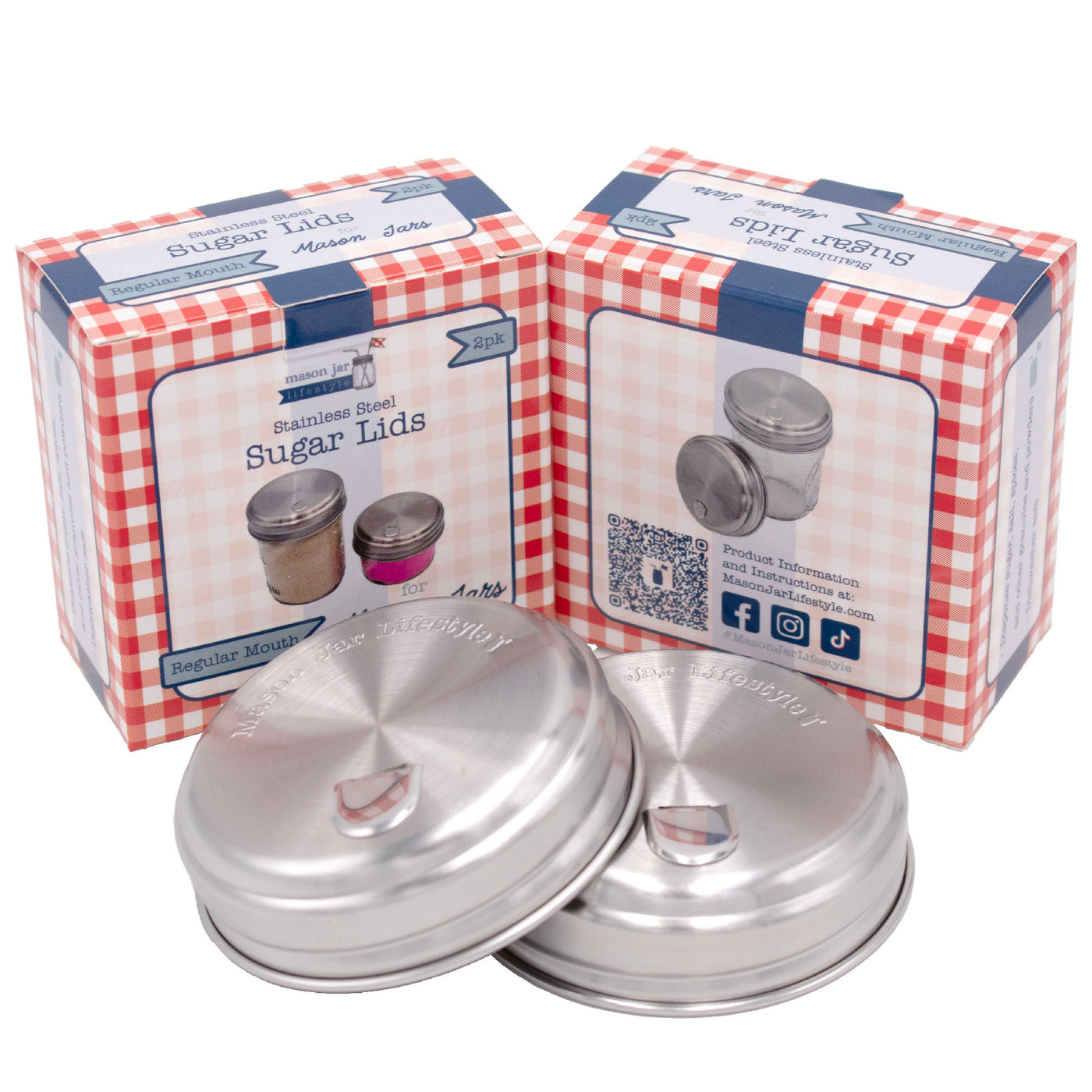 Sugar Dispensing Stainless Steel Lids for Mason Jars 2 Pack