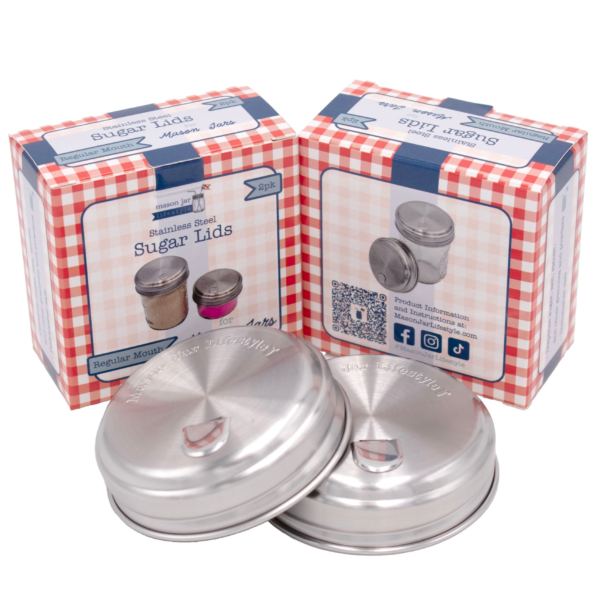 Sugar Dispensing Stainless Steel Lids for Mason Jars 2 Pack