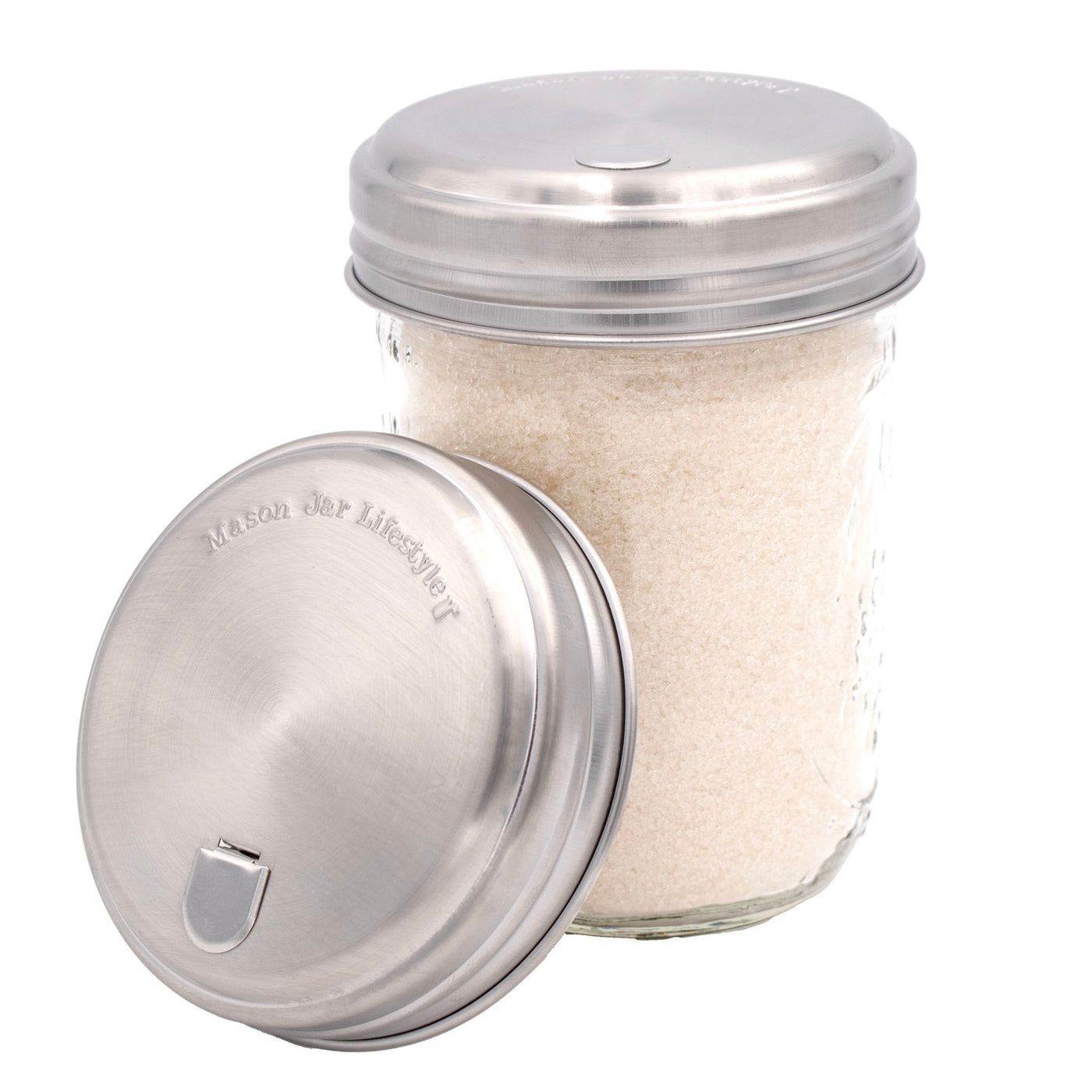 Sugar Dispensing Stainless Steel Lids for Mason Jars 2 Pack