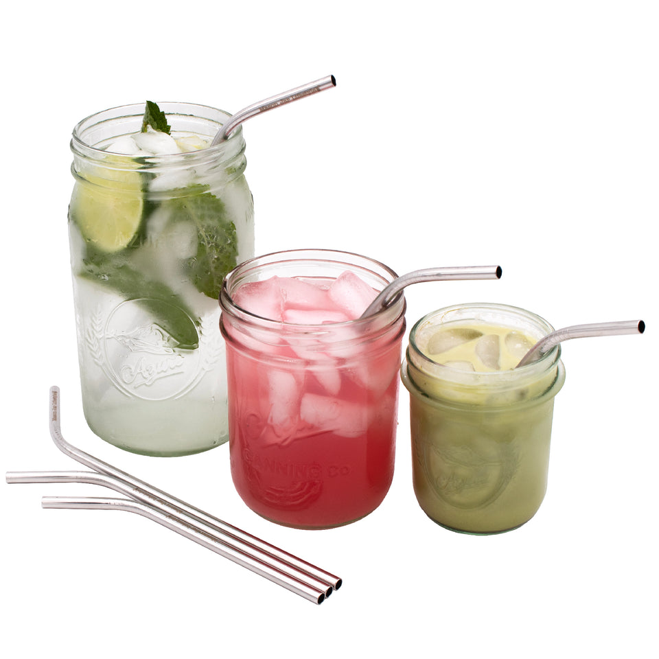 Combo thin bent straw, sized for 8oz, 16oz, and 32oz Mason jars.