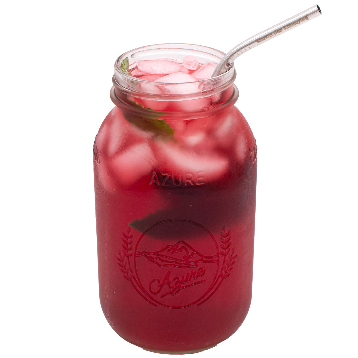 Long thin bent straw, sized for 32oz Mason jars.