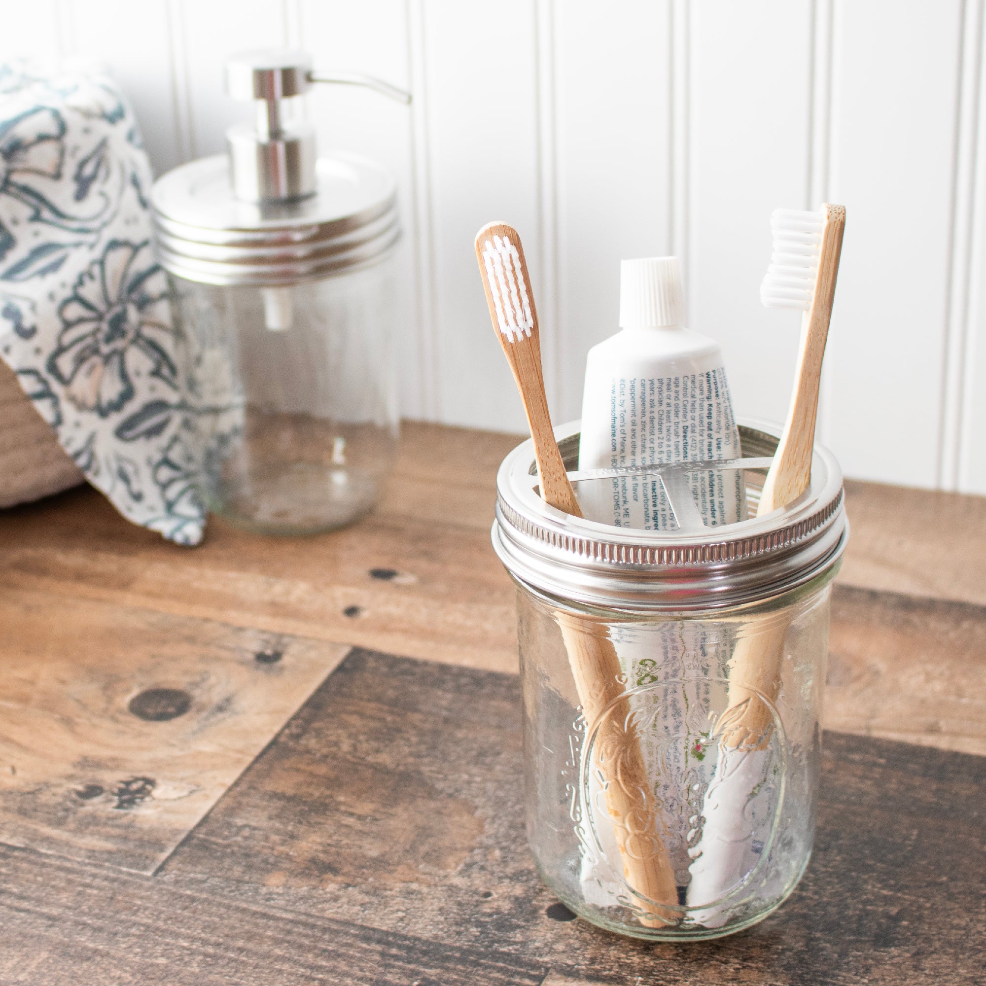 Toothbrush Holder Stainless Steel Lid for Mason Jars