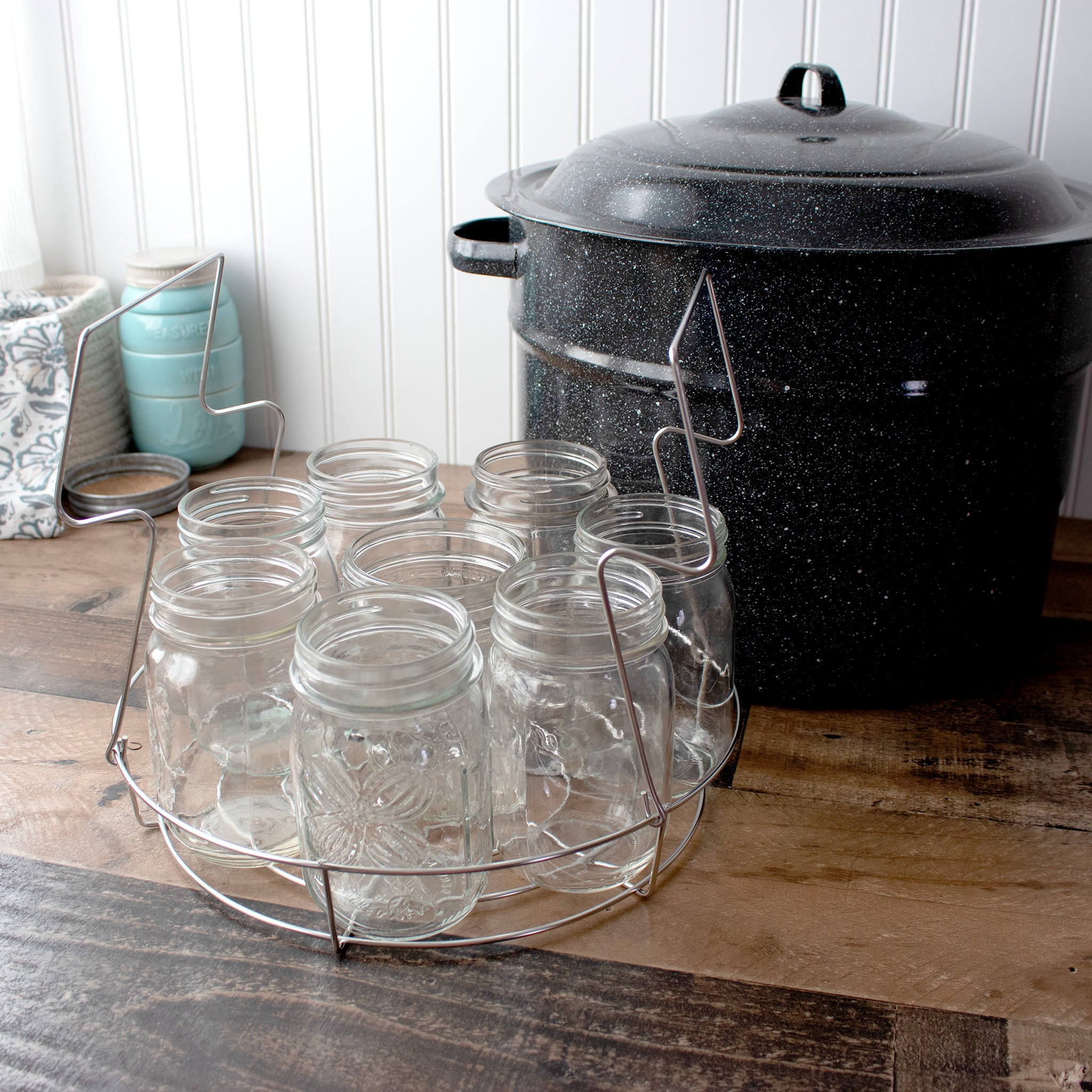 Rack Canning Kit Rvs Canning Jar Rack Canner Rack met Lange Handgrepen voor Regelmatige Mond en Brede Mond Mason Potten Rack Canning Kit Rvs Canning Jar Rack Canner Rack met Lange Handgrepen voor Regelmatige Mond en Brede Mond Mason Potten