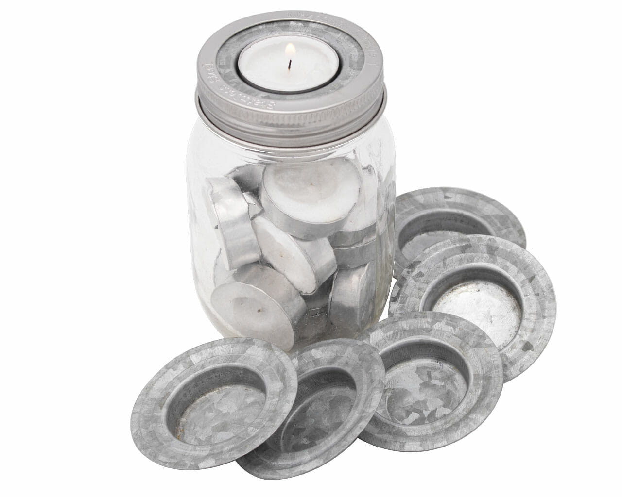 Tea Light Holder Metal Lid Insert for Mason Jars 6 Pack