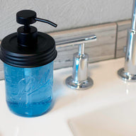 mason-jar-lifestyle-threaded-soap-pump-dispenser-lid-adapter-kit-wide-mouth-blue-ball-mason-jar-matte-black-#2-sink