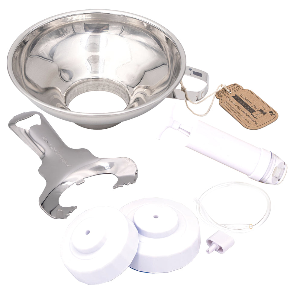 Vacuum sealing bundle kit pump stainless steel funnel opener wide regular mouth components