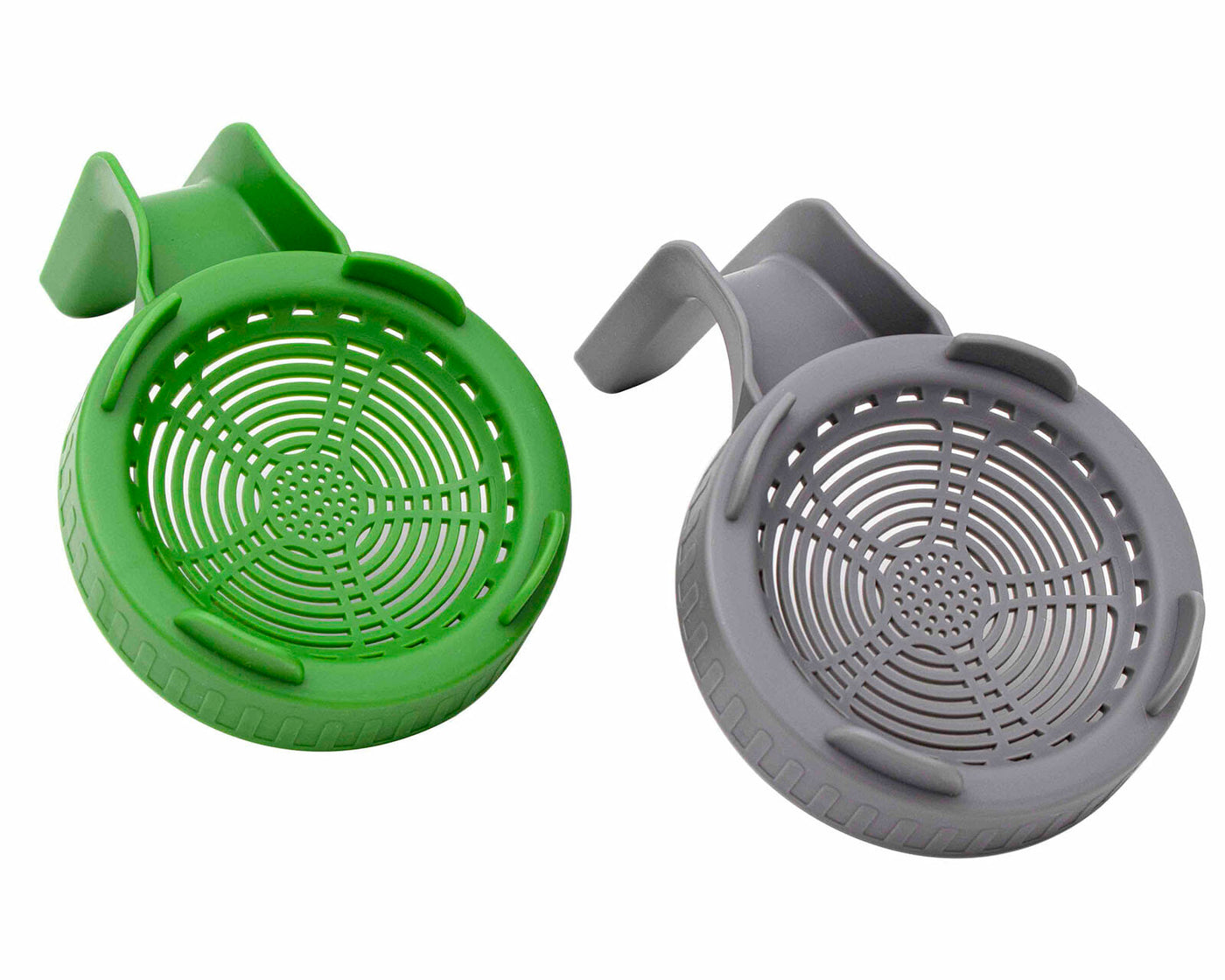 gray and green wide mouth plastic sprouting lids with handle