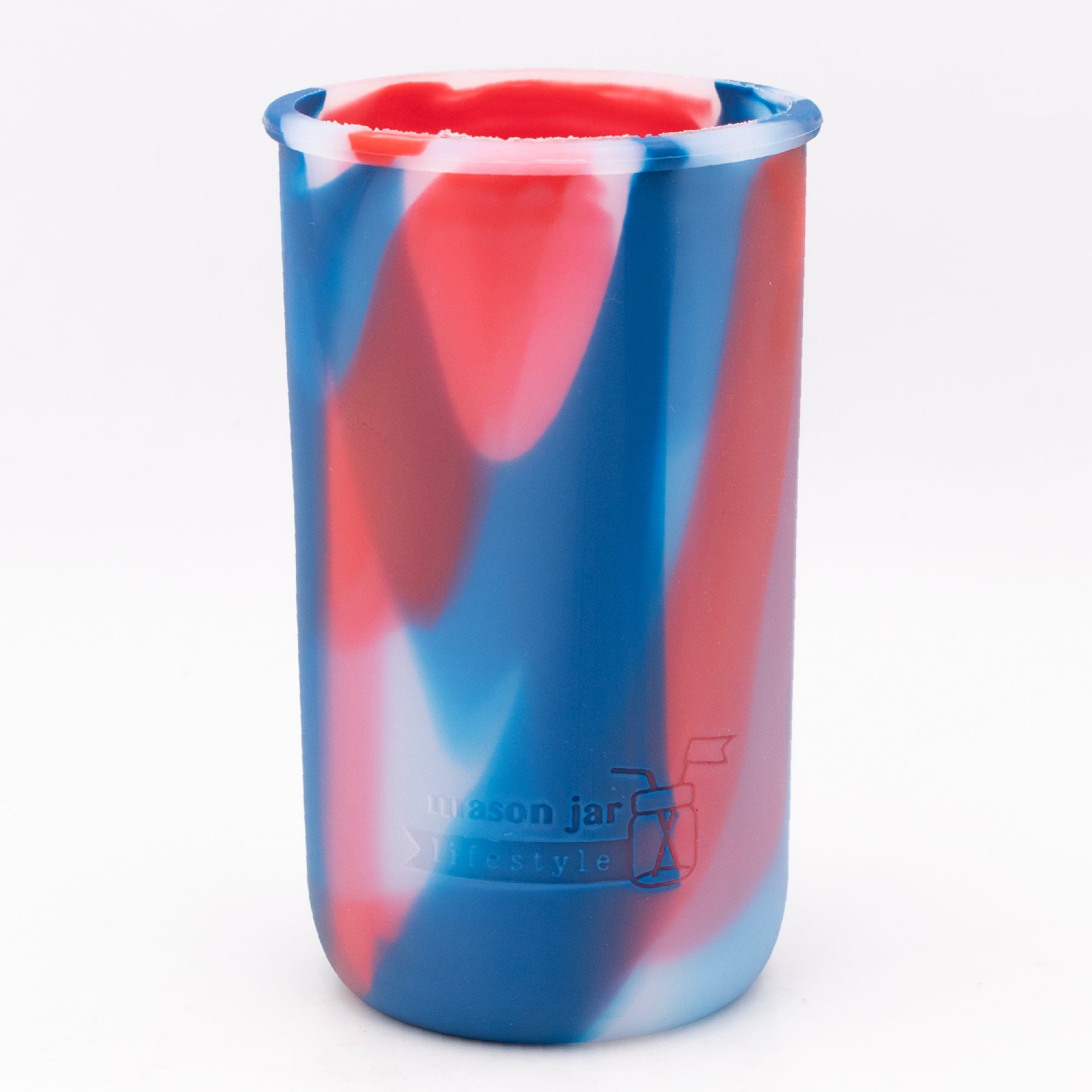 American flag silicone sleeve for 24oz wide mouth Mason jars.