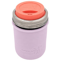 16oz Ball wide mouth mason jar travel mug with Light Orchid silicone sleeve and Light Coral drinking lid