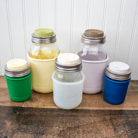 Silicone Drinking Lid with Stainless Steel Band for Mason Jars