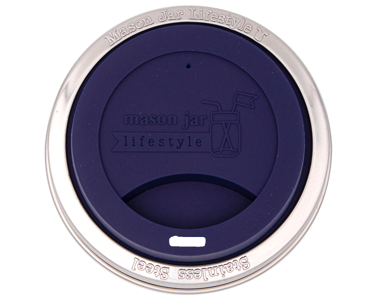 Silicone Drinking Lid with Stainless Steel Band for Mason Jars