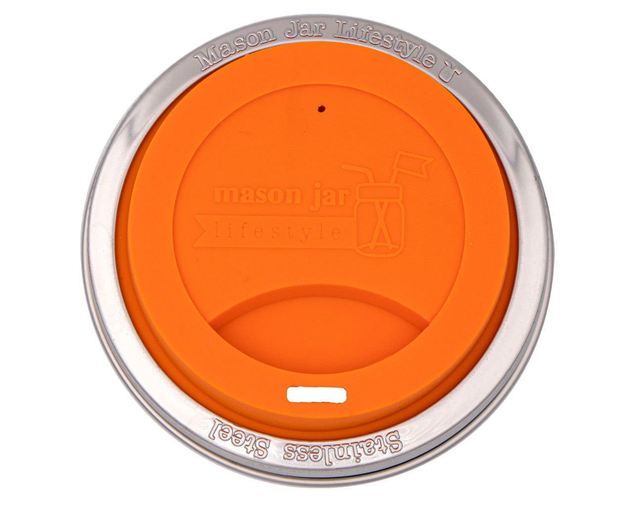 Silicone Drinking Lid with Stainless Steel Band for Mason Jars