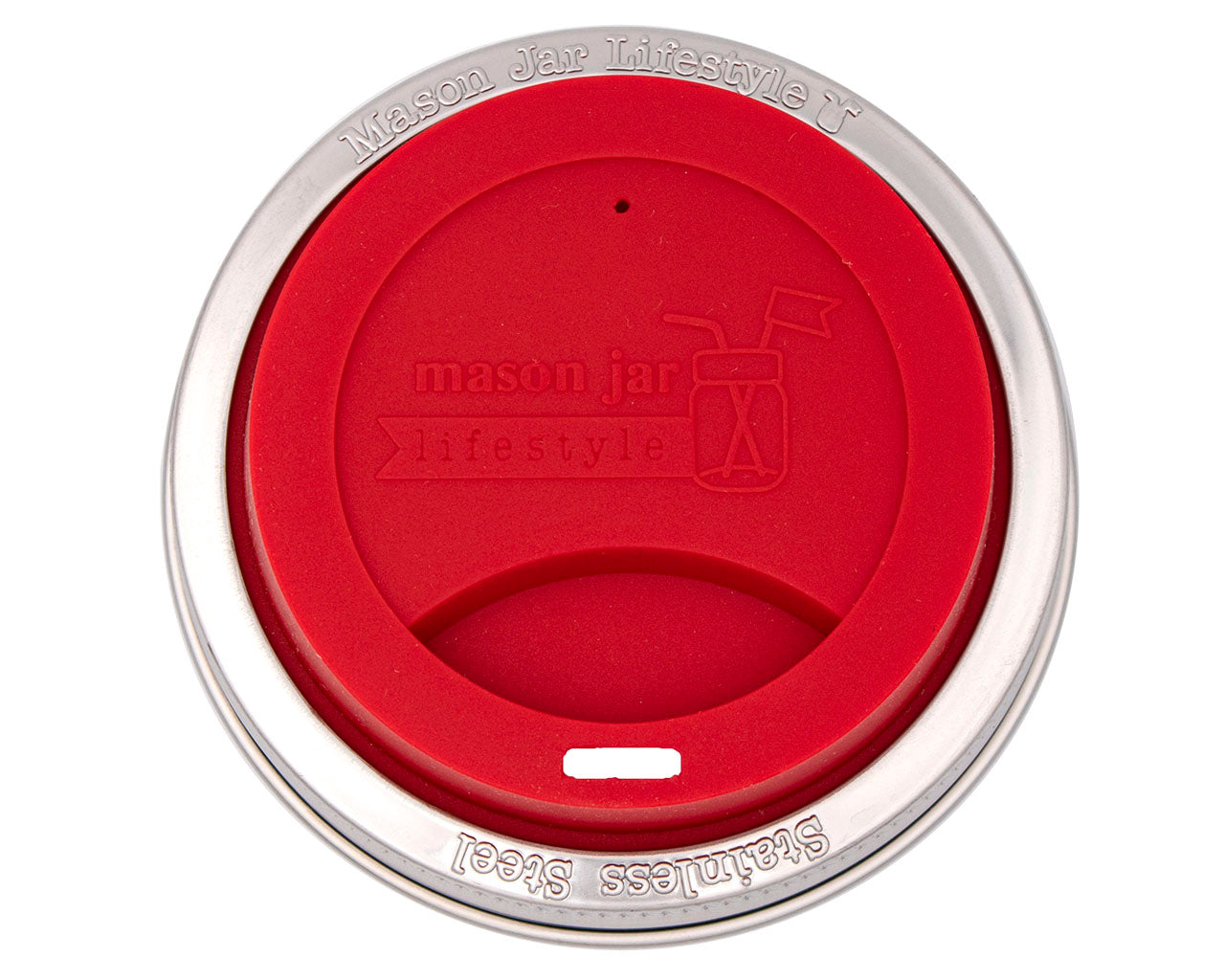 Silicone Drinking Lid with Stainless Steel Band for Mason Jars