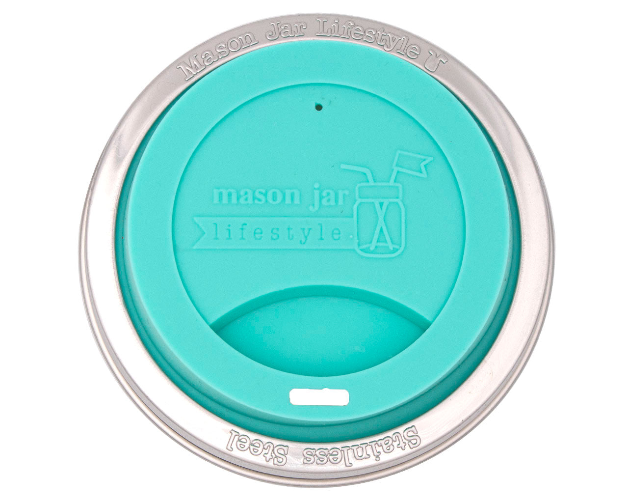 Silicone Drinking Lid with Stainless Steel Band for Mason Jars