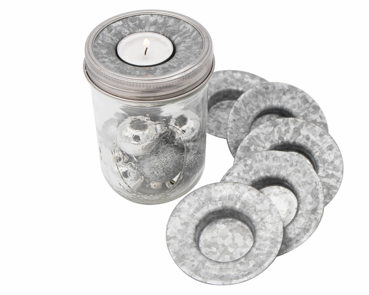 Tea Light Holder Metal Lid Insert for Mason Jars 6 Pack