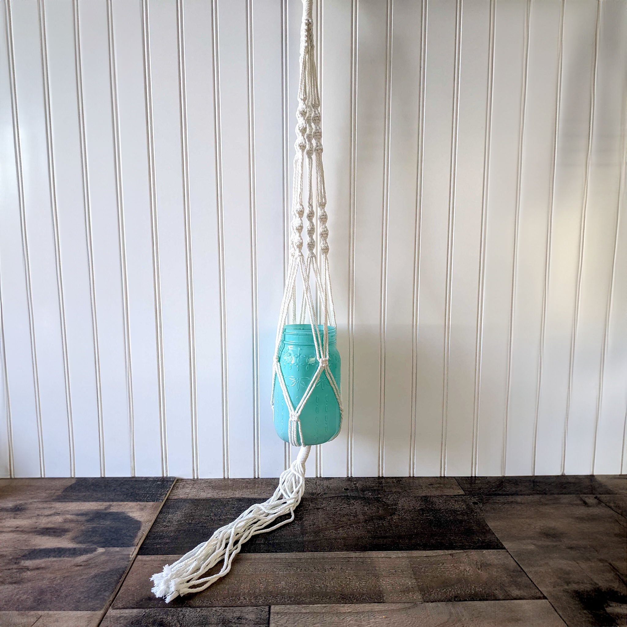 Braided Macrame Rope Mason Jar Holder / Hanger