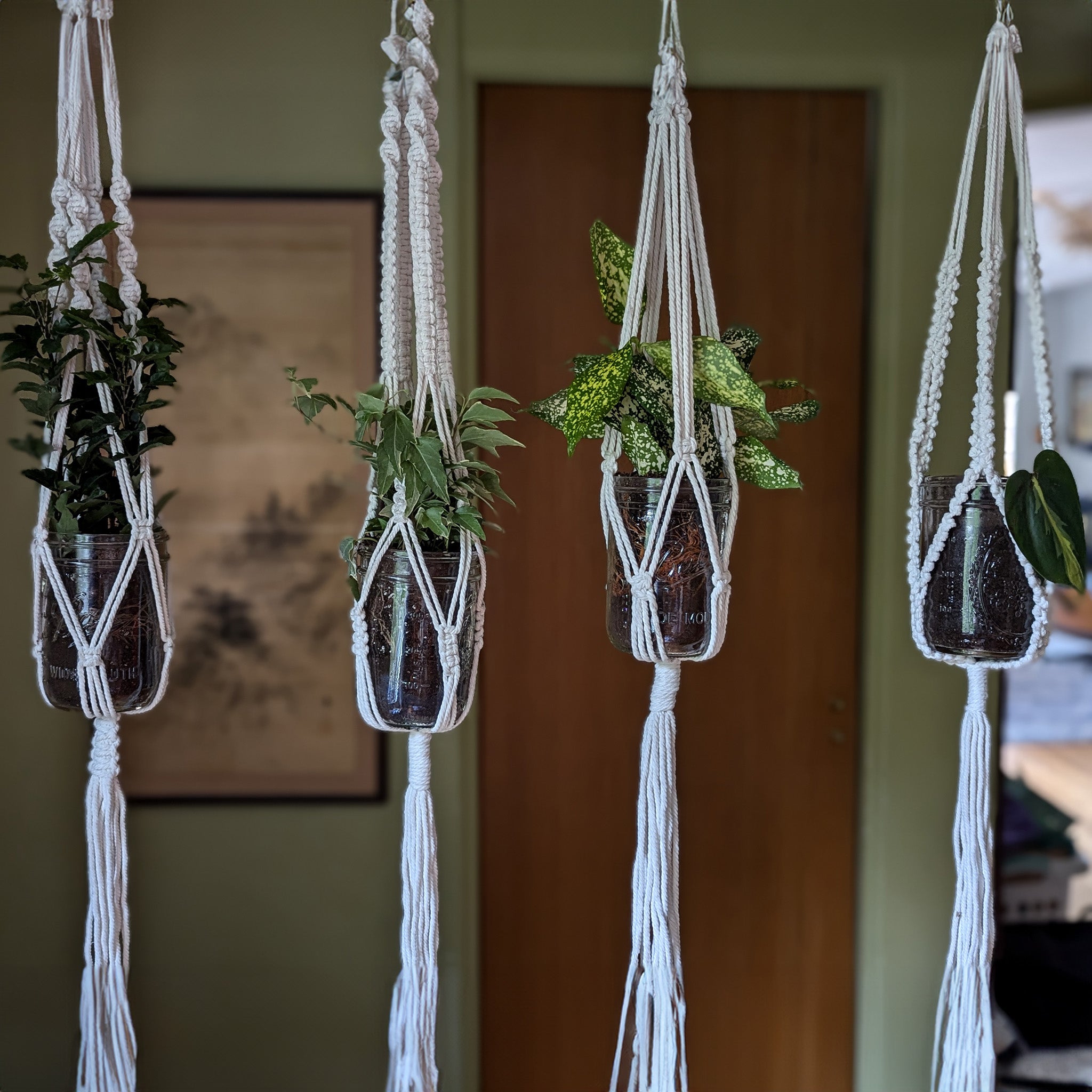 Braided Macrame Rope Mason Jar Holder / Hanger