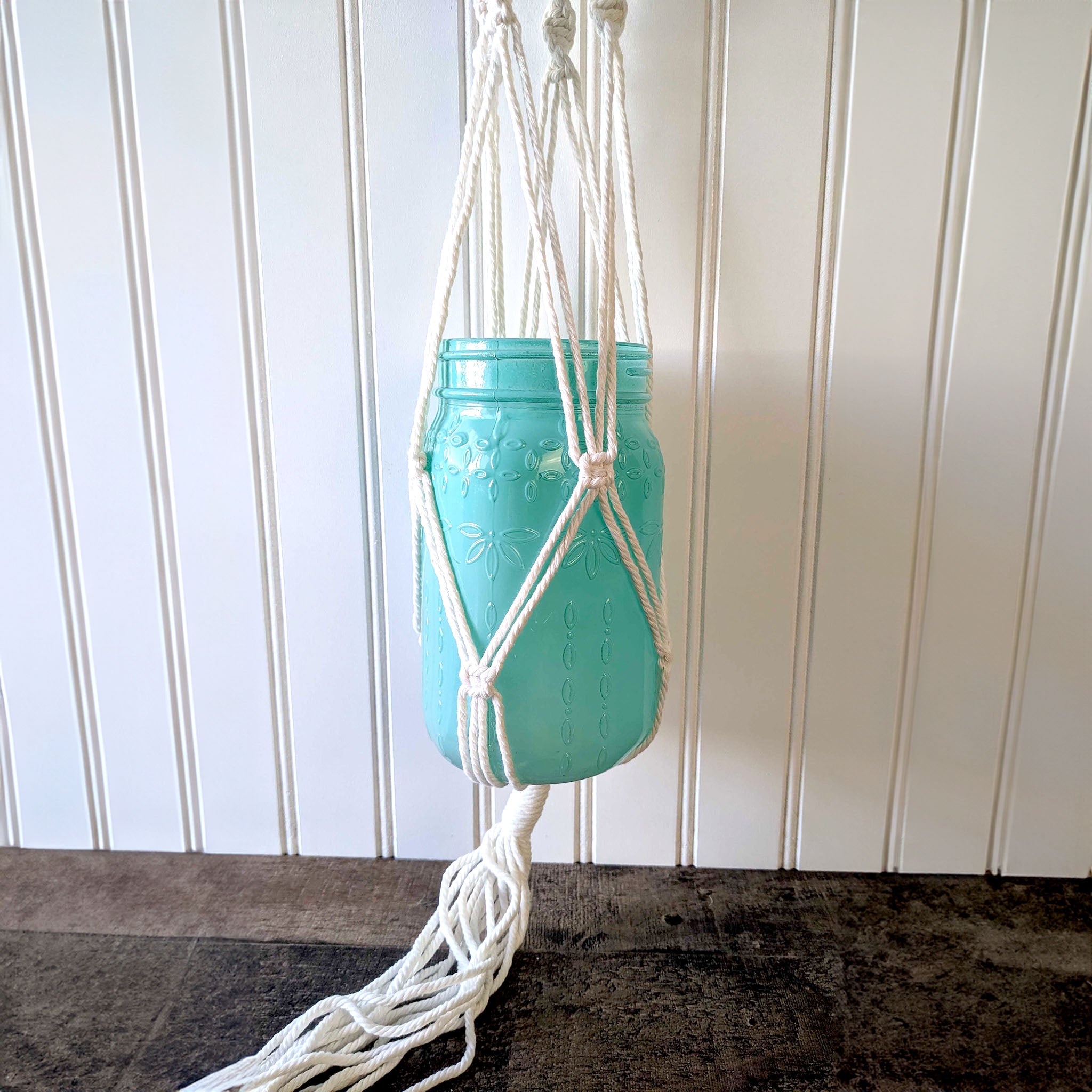 Braided Macrame Rope Mason Jar Holder / Hanger