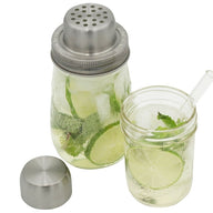 mason-jar-lifestyle-w&p-designs-mason-shaker-cocktail-lid-stainless-steel-band-ball-jar-half-pint-glass-straw-lime-mint-cap-off-top