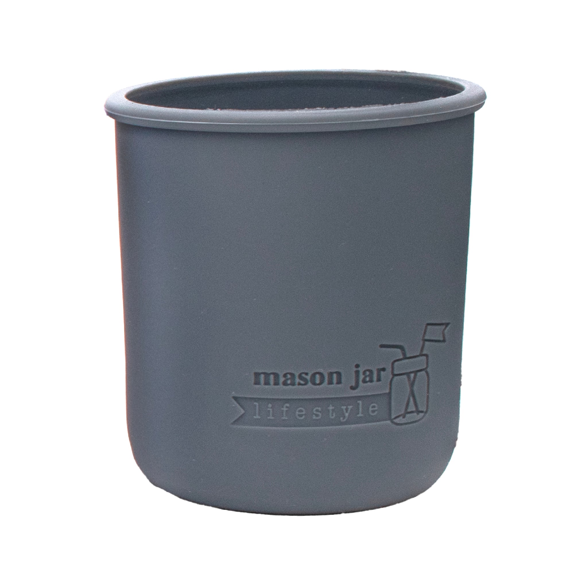 Charcoal gray sleeve for 16oz wide mouth Mason jars.